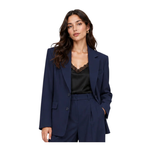 Blazer monopetto con tasche a patta laterali donna blu imperial