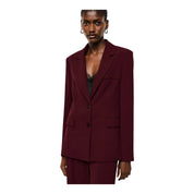 Blazer monopetto con tasche a patta laterali donna bordeaux imperial