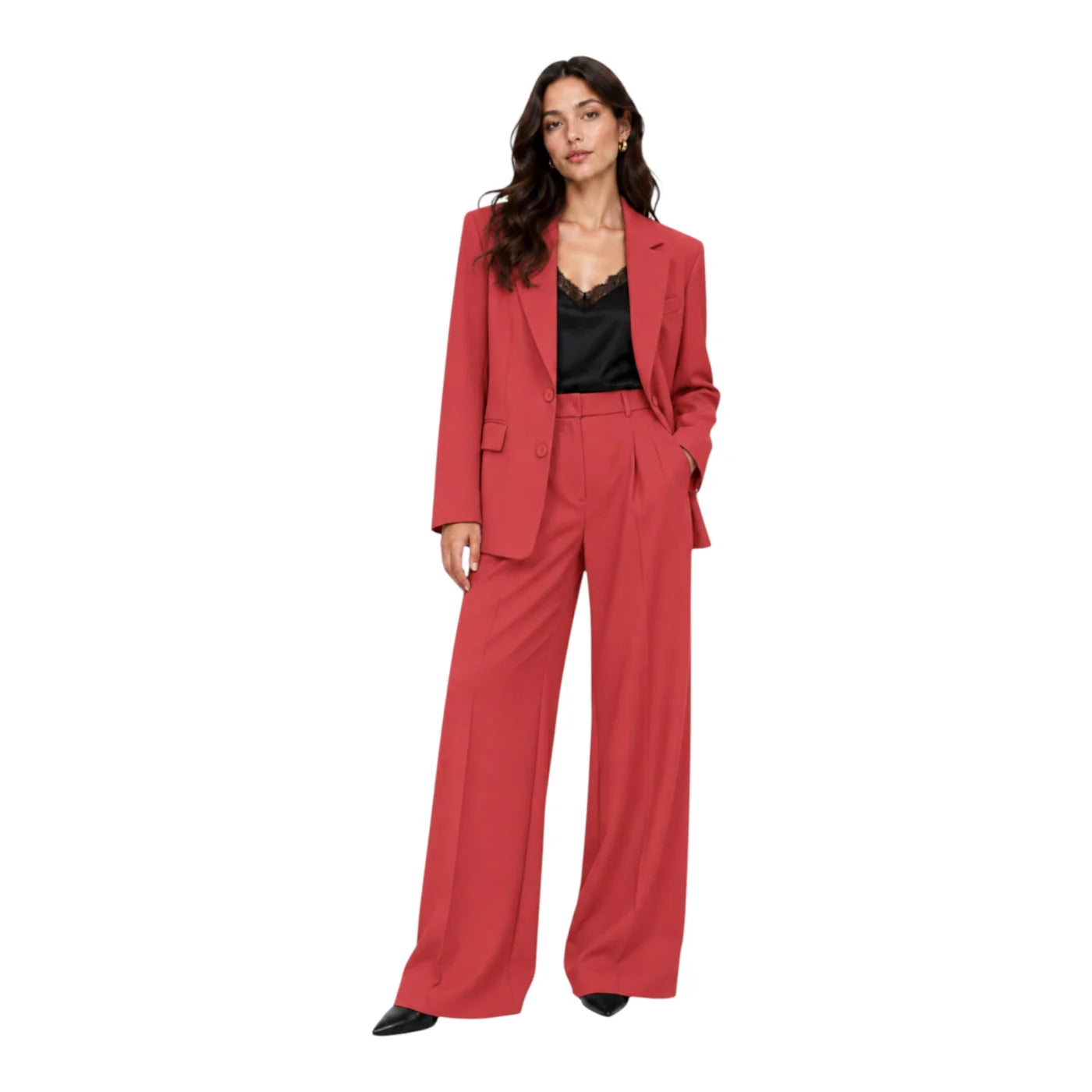 Blazer monopetto con tasche a patta laterali donna rosa imperial