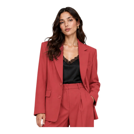 Blazer monopetto con tasche a patta laterali donna rosa imperial