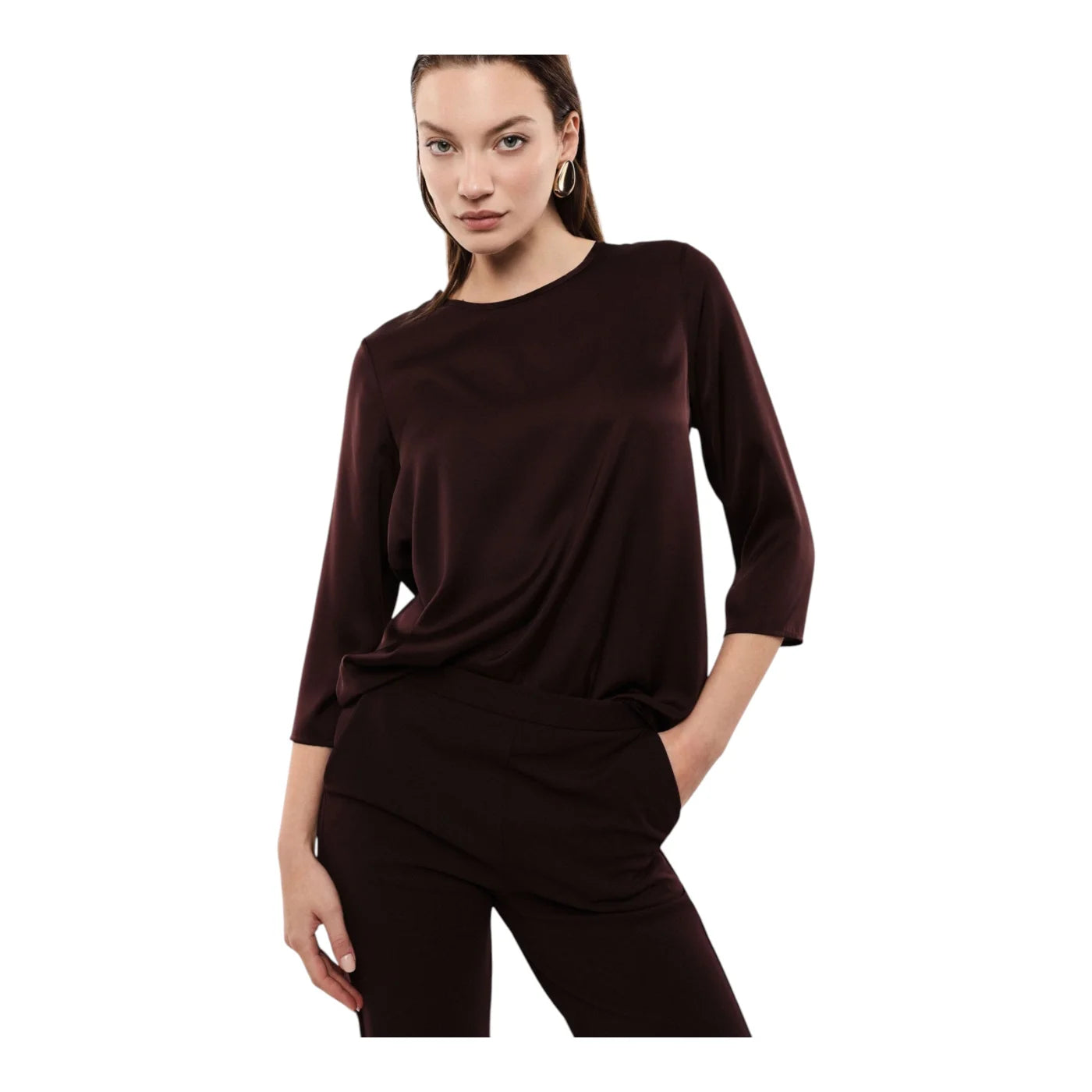 Blusa ampia con maniche tre quarti donna bordeaux imperial - camicie
