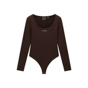 Body con logo a borchie donna marrone guess