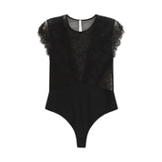 Body in tulle con inserti in pizzo e scollo tondo Donna Imperial Imperial