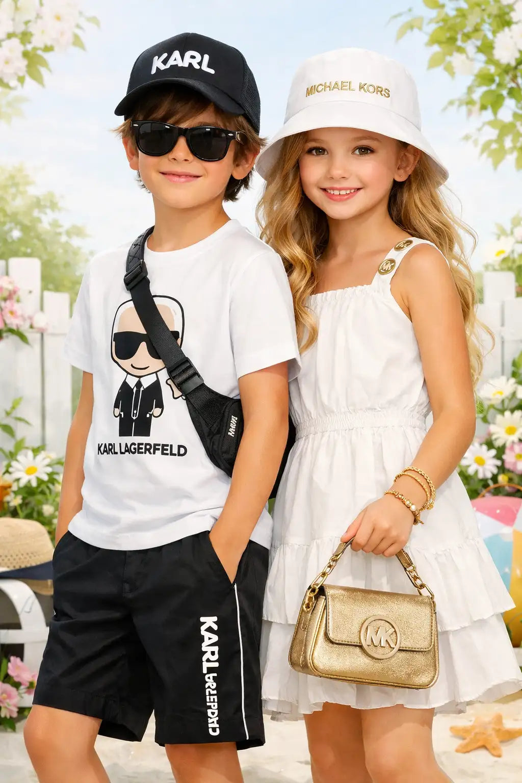 Borsa a tracolla Michael Kors metallizzata oro con logo circolare e tracolla a catena