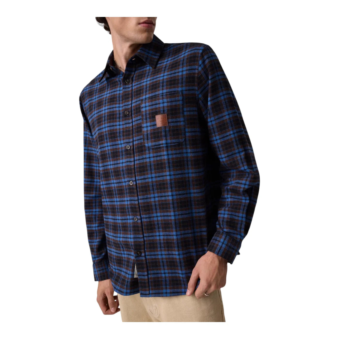 Camicia in flanella uomo blu guess - camicie