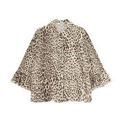 Camicia maniche 3/4 stampa animalier con collo classico Donna Please Please