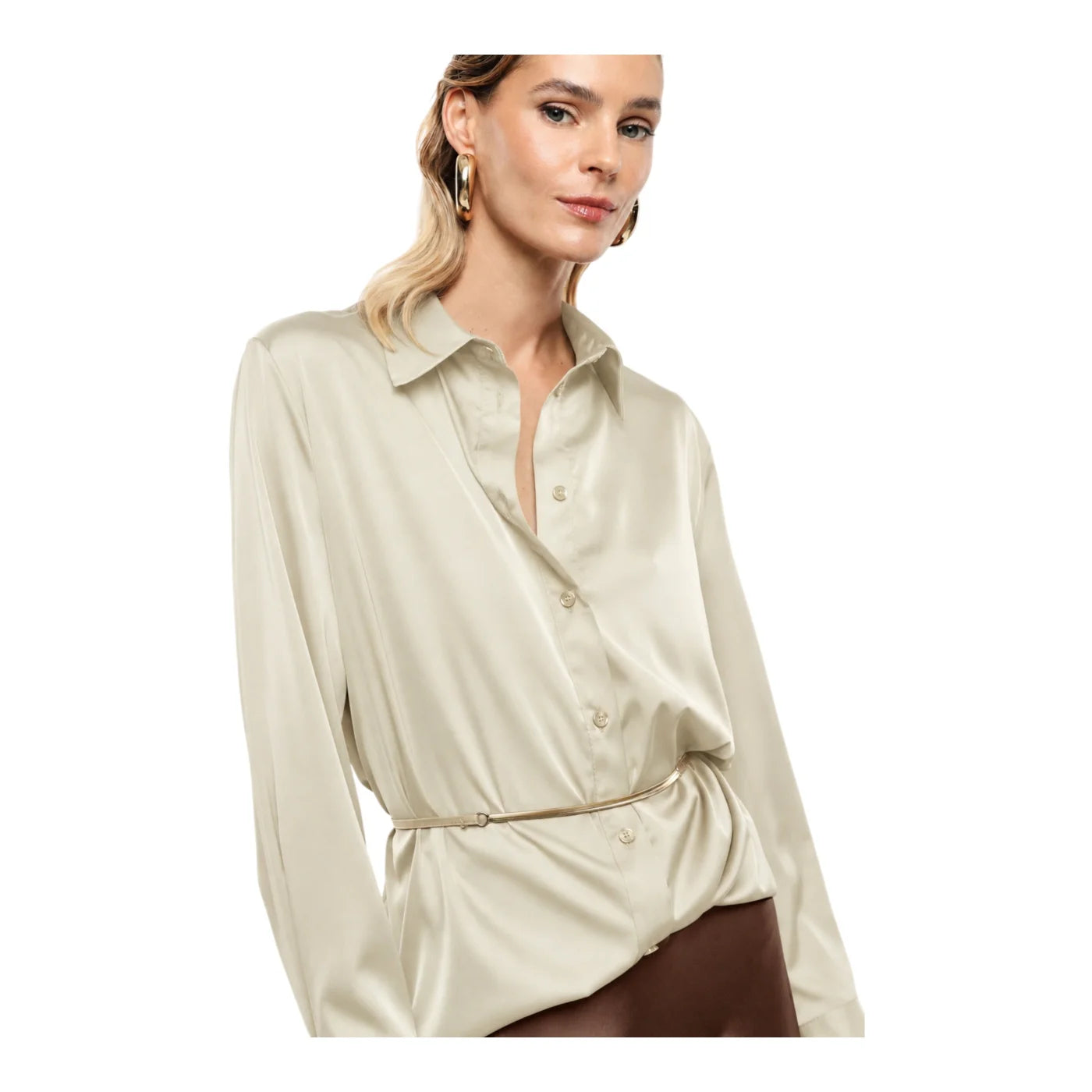 Camicia regular-fit con cintura decorativa donna avorio imperial - camicie