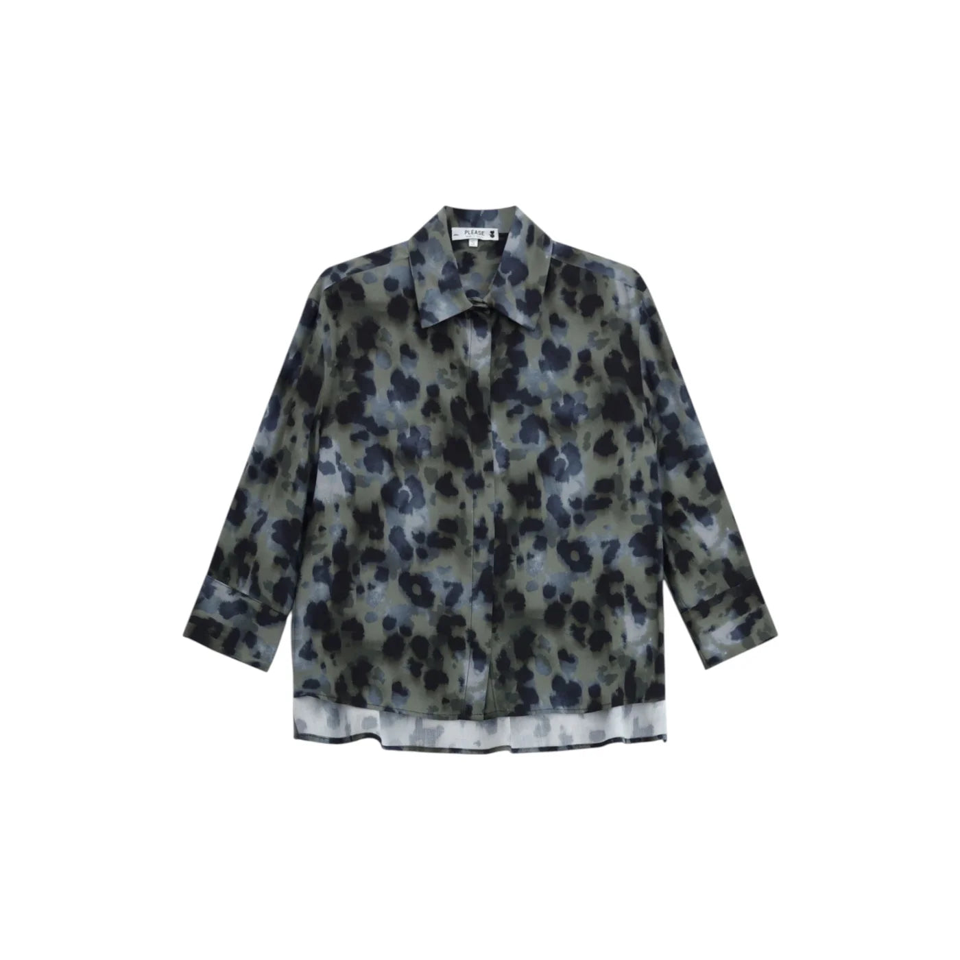 Camicia stampa maculata con maniche 3/4 donna multicolore please - camicie