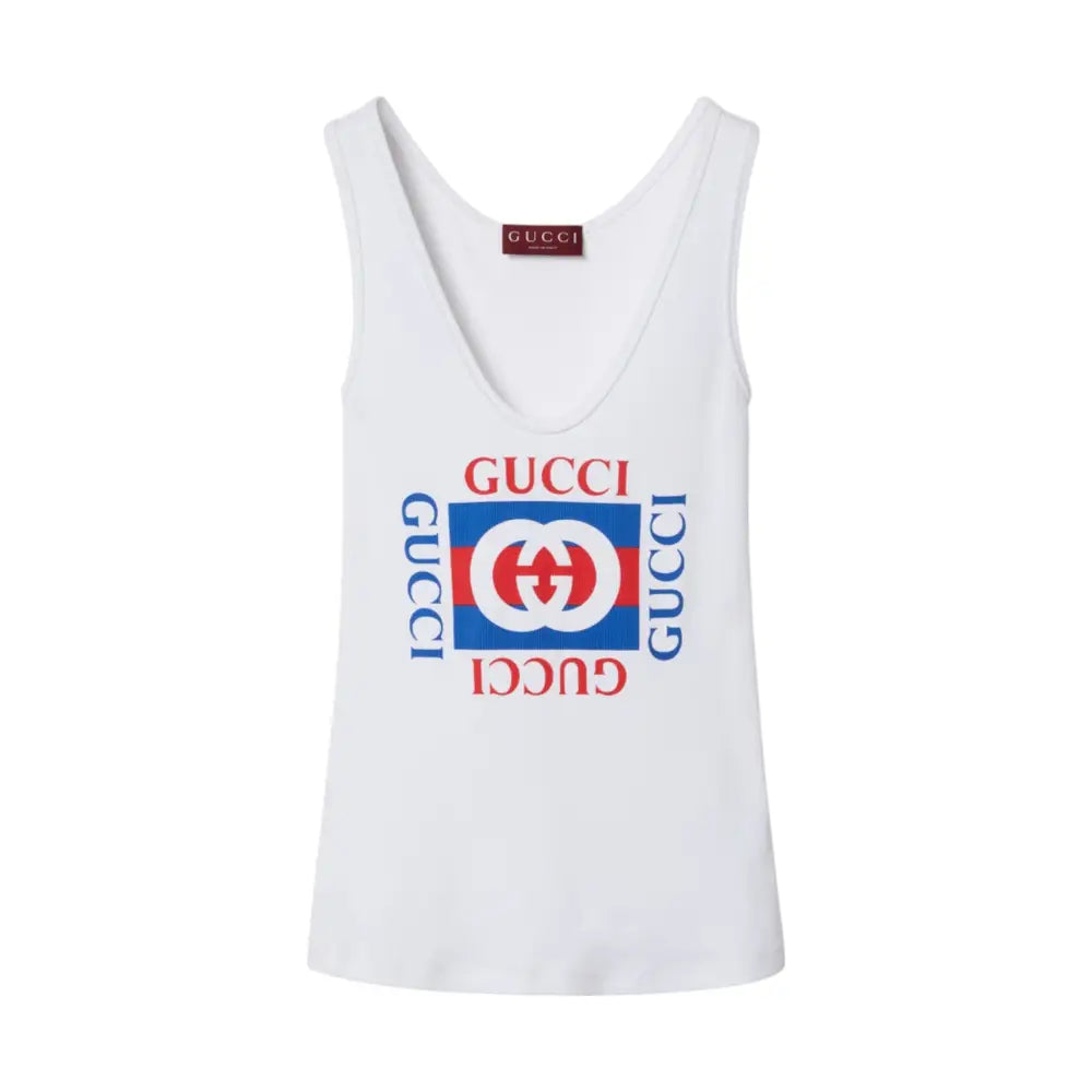 Canotta a coste Donna Gucci stampa gucci Gucci