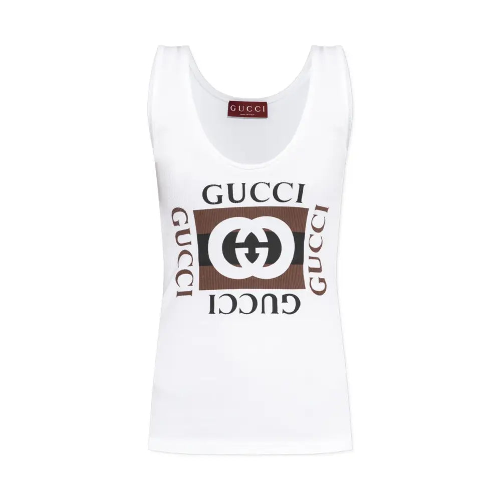 Canotta a coste Donna Gucci stampa gucci Gucci