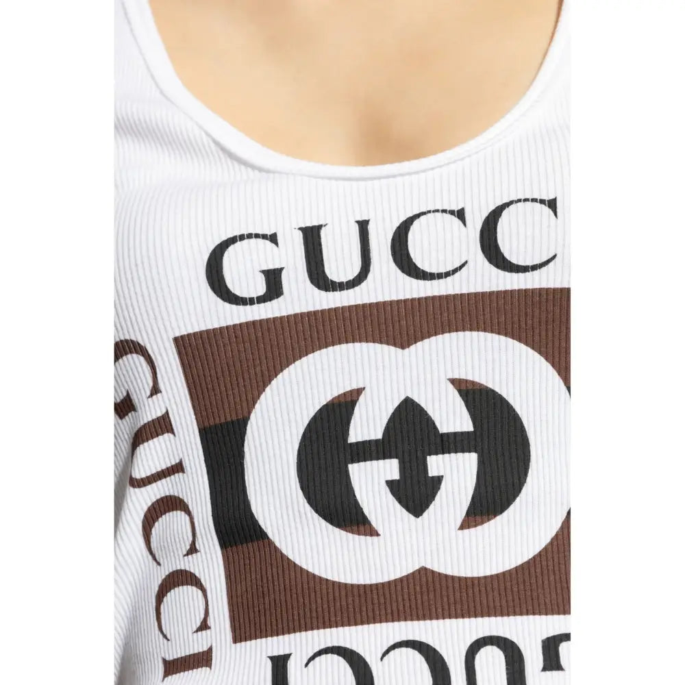 Canotta a coste Donna Gucci stampa gucci Gucci