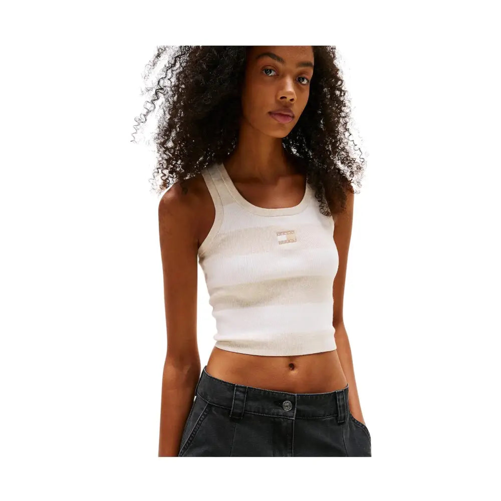 Canotta crop slim fit con distintivo Tommy Donna Tommy Hilfiger Jeans Tommy Hilfiger Jeans