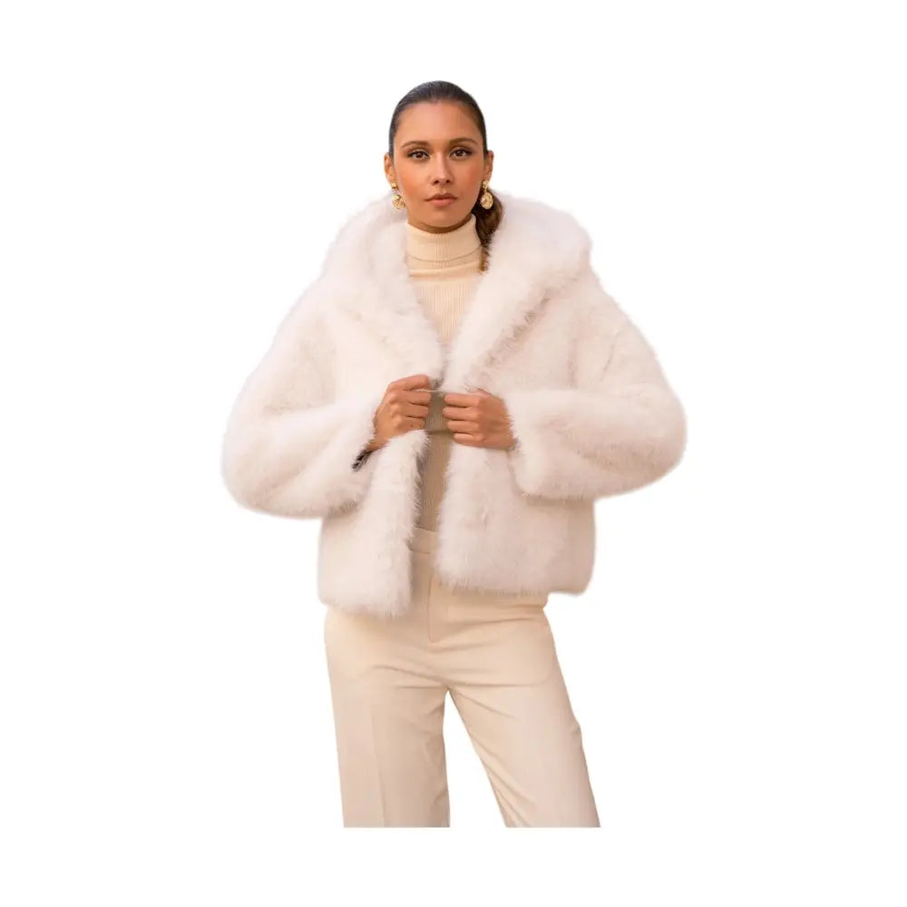 Cappotto corto in finta pelliccia a pelo lungo con cappuccio Donna Attentif Paris Attentif Paris