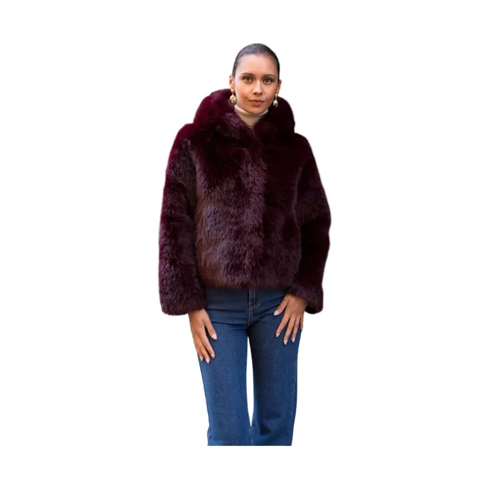 Cappotto corto in finta pelliccia a pelo lungo con cappuccio Donna Attentif Paris Attentif Paris