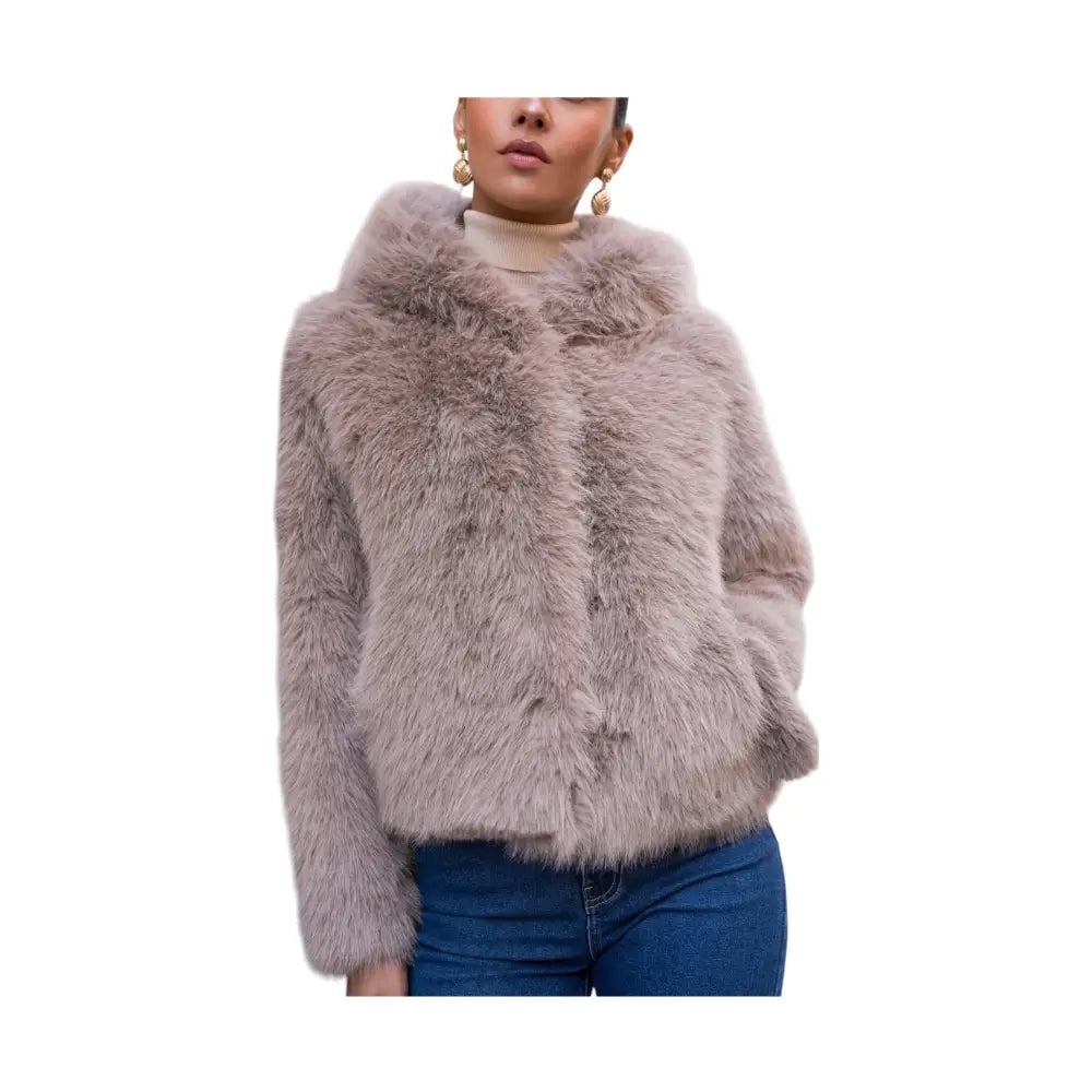 Cappotto corto in finta pelliccia a pelo lungo con cappuccio Donna Attentif Paris Attentif Paris