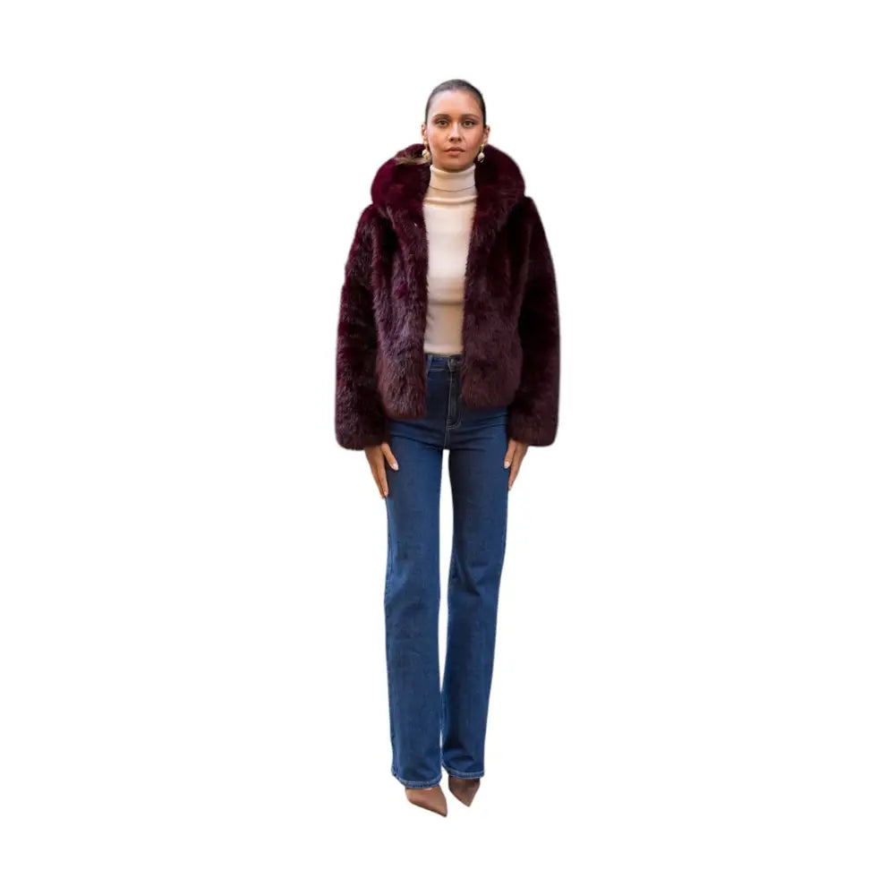 Cappotto corto in finta pelliccia a pelo lungo con cappuccio Donna Attentif Paris Attentif Paris