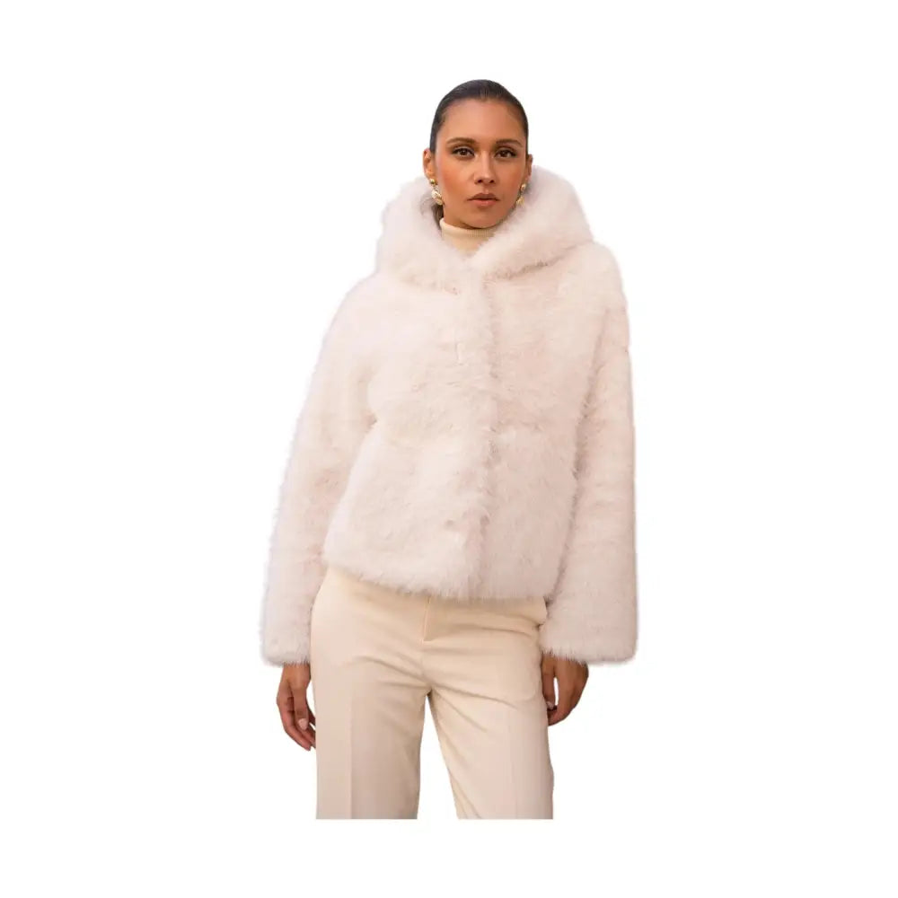 Cappotto corto in finta pelliccia a pelo lungo con cappuccio Donna Attentif Paris Attentif Paris