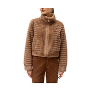 Cappotto corto in pelliccia sintetica a bande orizzontali Donna Attentif Paris Attentif Paris