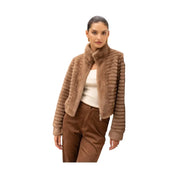 Cappotto corto in pelliccia sintetica a bande orizzontali Donna Attentif Paris Attentif Paris