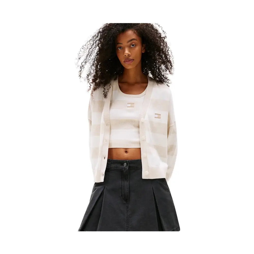 Cardigan relaxed fit a righe con distintivo Donna Tommy Hilfiger Jeans Tommy Hilfiger Jeans