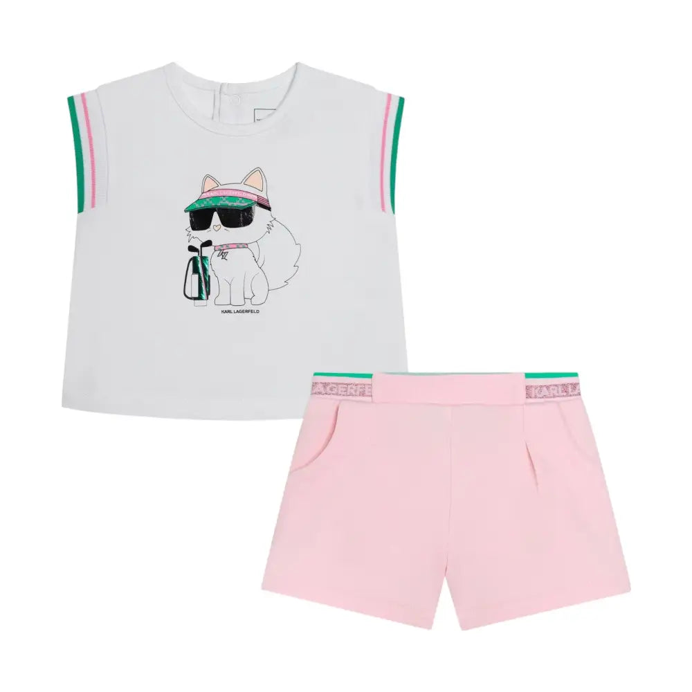 Completo Bambina Karl Lagerfeld Set pantaloncini e t-shirt Karl Lagerfeld