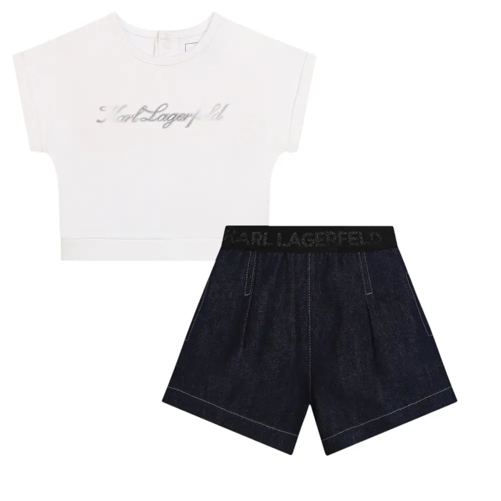 Completo Bambina Karl Lagerfeld Shorts e t-shirt di jeans Karl Lagerfeld