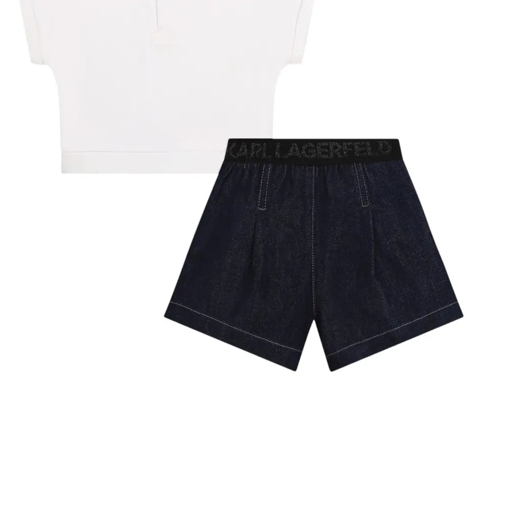 Completo Bambina Karl Lagerfeld Shorts e t-shirt di jeans Karl Lagerfeld