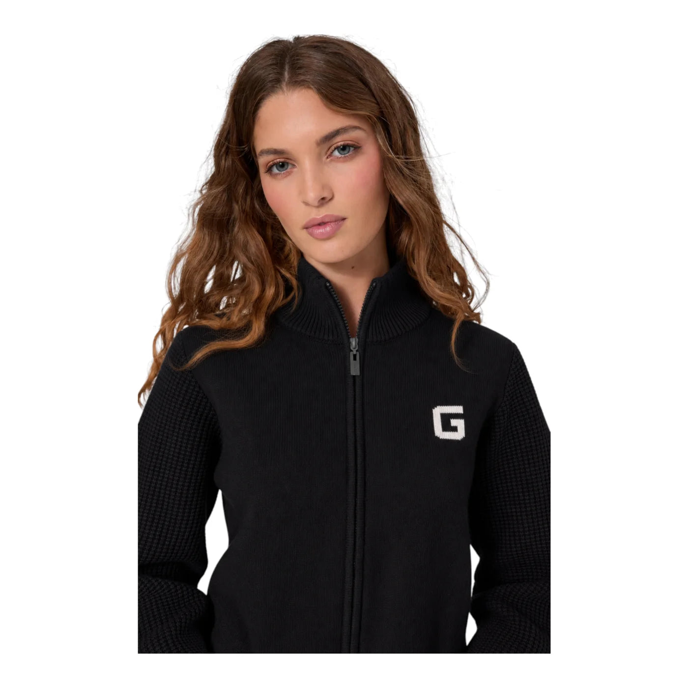 Felpa bomber full zip donna nero guess - felpe