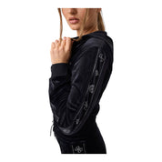 Felpa cappuccio full zip in ciniglia con strass donna nero guess - felpe