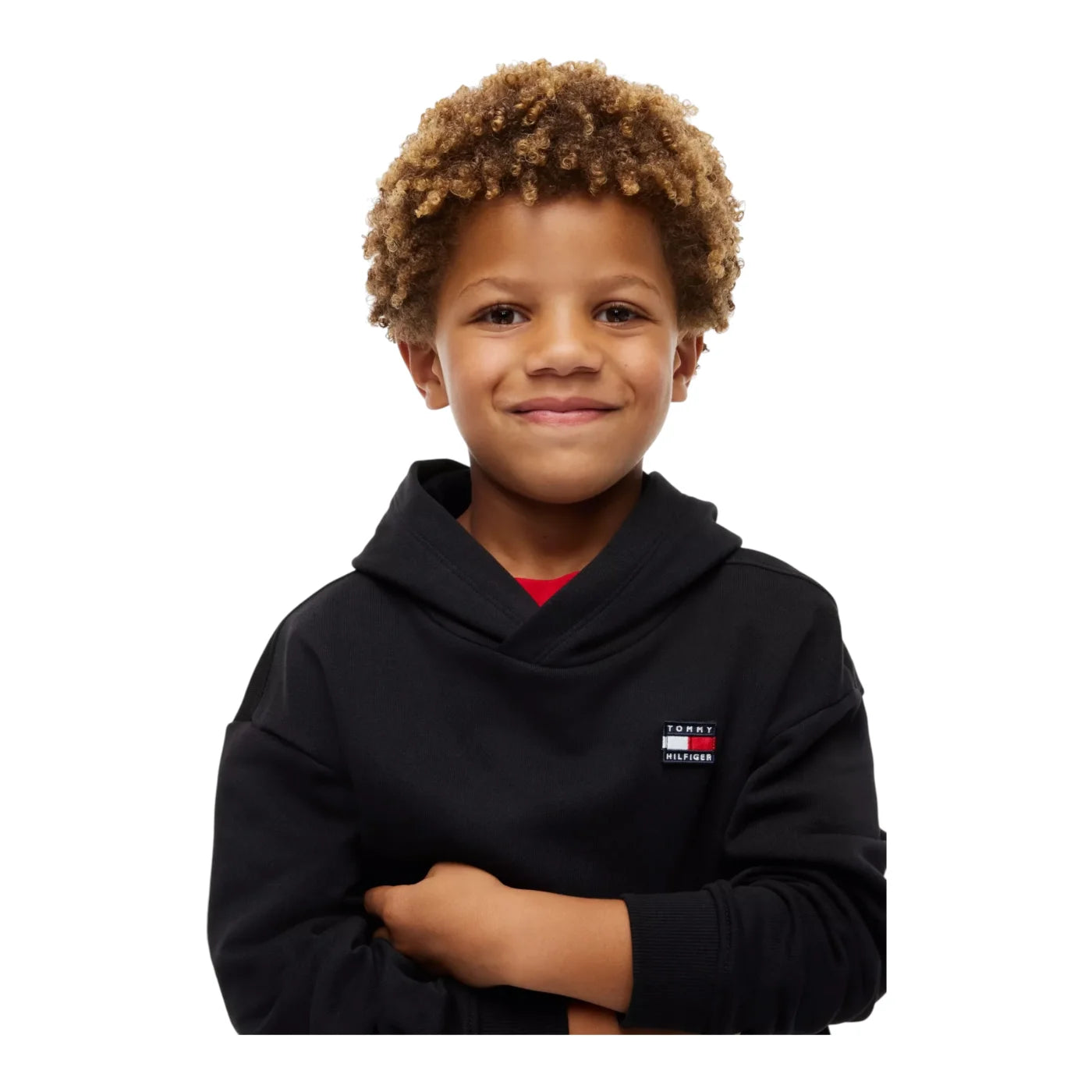 Felpa con cappuccio logo iconico bambino nero tommy hilfiger - felpe