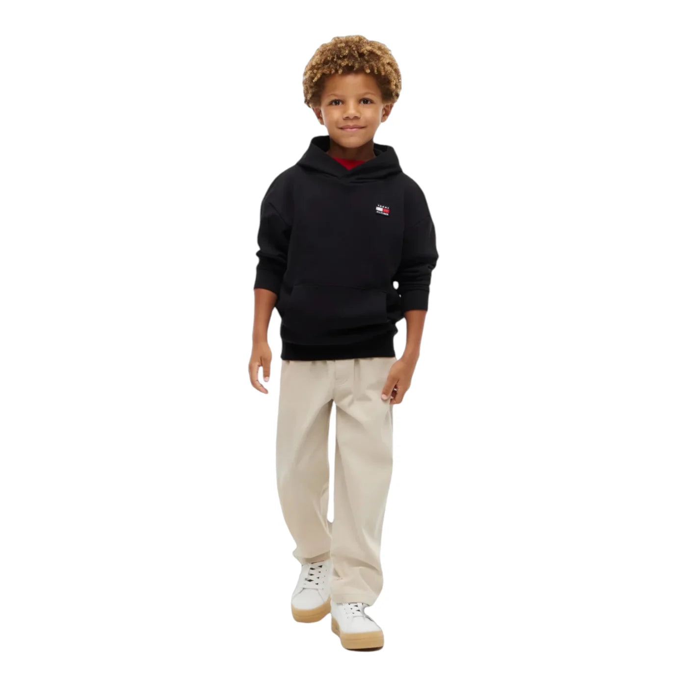 Felpa con cappuccio logo iconico bambino nero tommy hilfiger - felpe