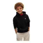 Felpa con cappuccio logo iconico bambino nero tommy hilfiger - felpe
