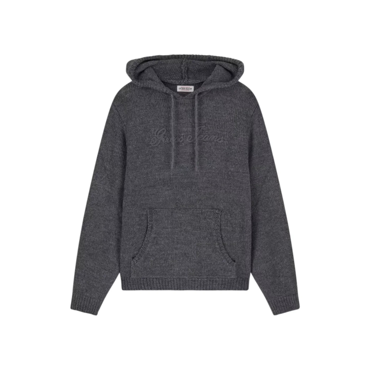 Felpa con cappuccio logo ricamato uomo grigio guess - felpe