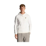 Felpa con cappuccio uomo lyle e scott bianca con logo uccellino giallo sul petto in morbido cotone
