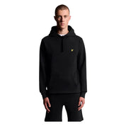 Felpa con cappuccio uomo lyle e scott nera con piccolo logo uccello giallo sul petto in cotone