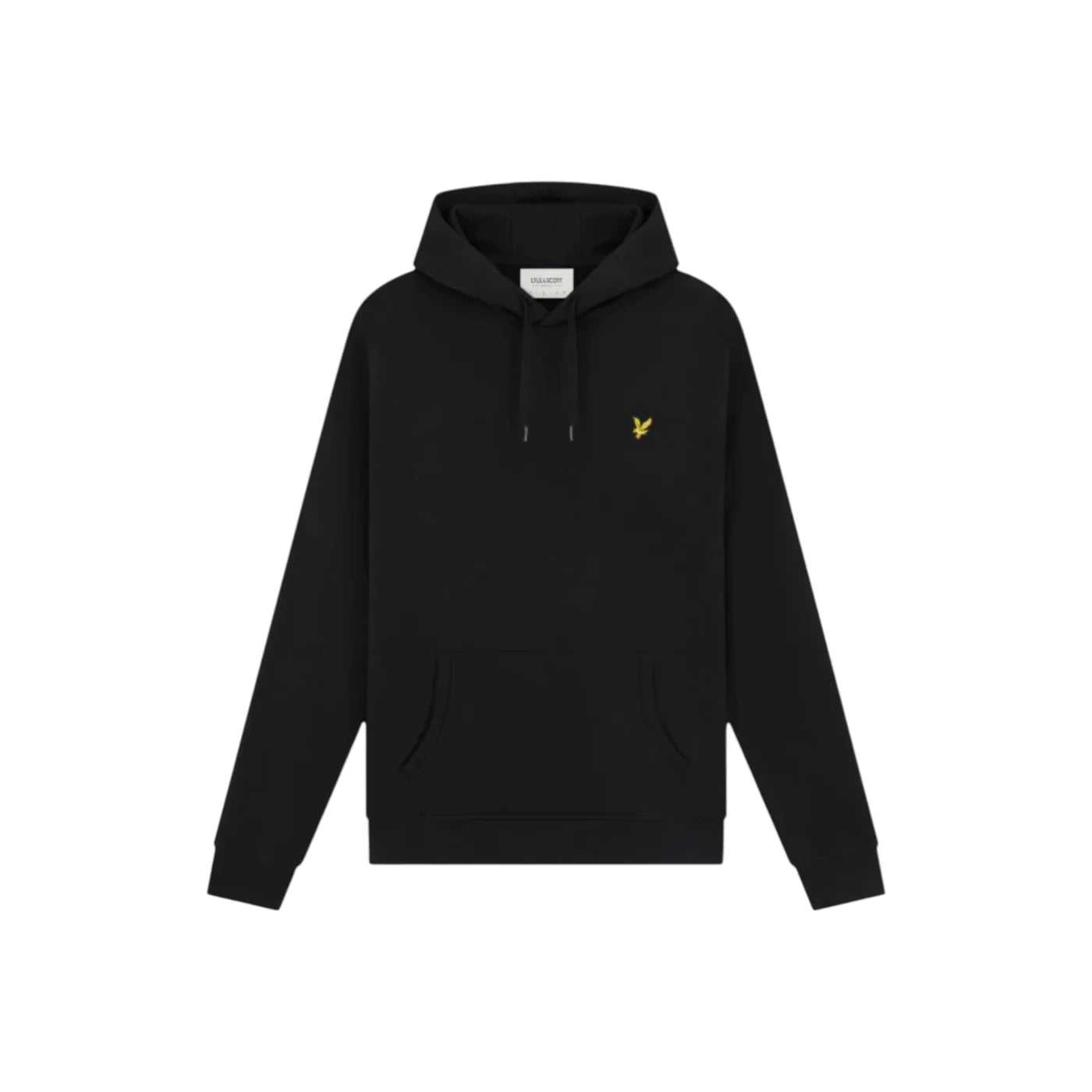 Felpa con cappuccio uomo Lyle e Scott nera con logo uccellino giallo sul petto in cotone comodo