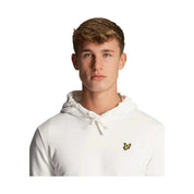 Felpa con cappuccio uomo lyle e scott bianca con piccolo logo uccello giallo sul petto in cotone