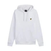 Felpa con cappuccio uomo lyle e scott bianca con piccolo logo uccellino giallo ricamato sul petto