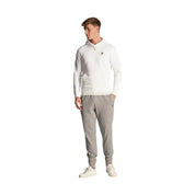 Felpa con cappuccio uomo Lyle e Scott bianca con piccolo logo verde sul petto in cotone morbido
