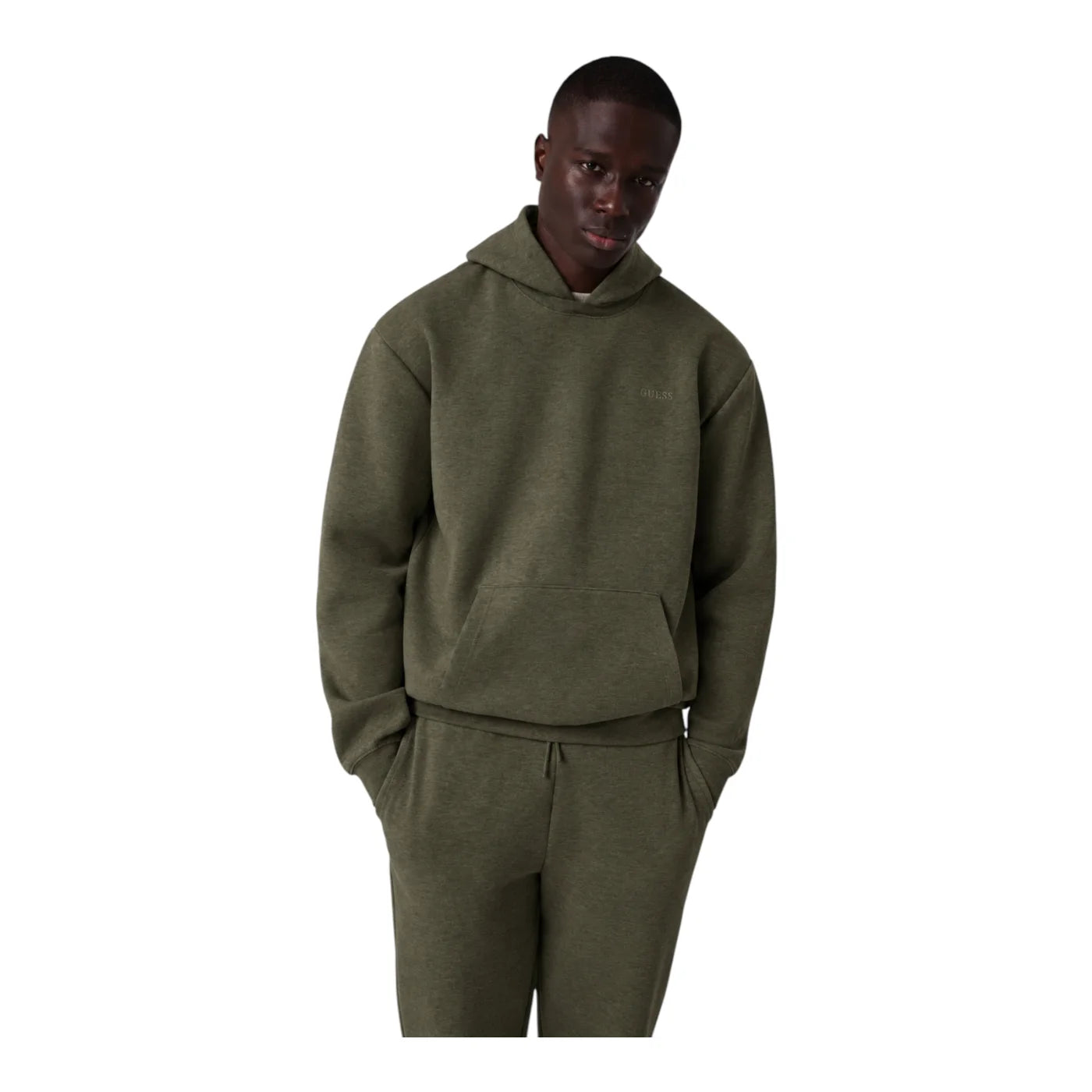 Felpa con cappuccio uomo verde guess - felpe