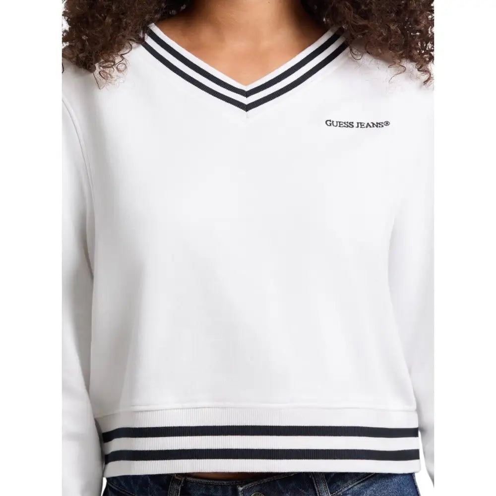 Felpa cropped scollo a V Donna Guess Jeans Guess Jeans