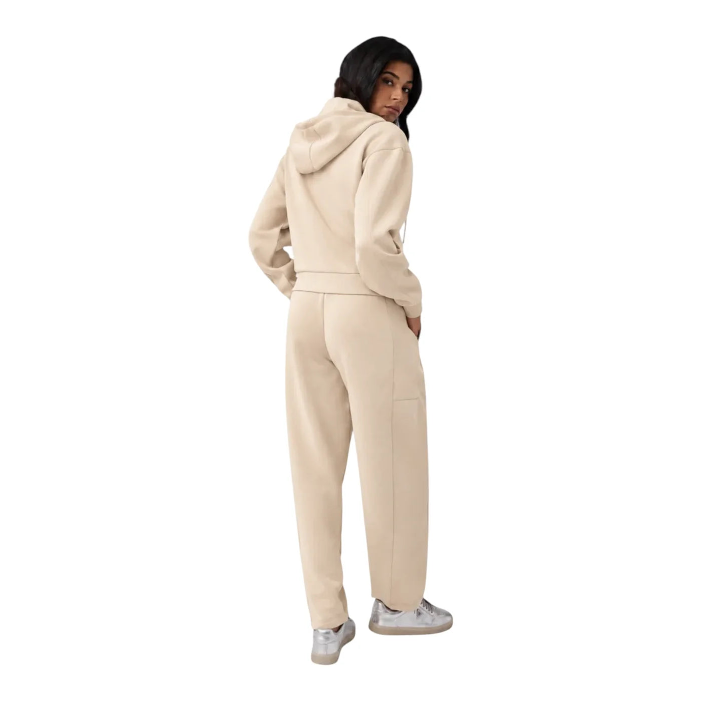 Felpa full zip in misto viscosa donna beige guess - felpe