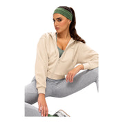Felpa full zip in misto viscosa donna beige guess - felpe