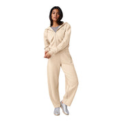 Felpa full zip in misto viscosa donna beige guess - felpe
