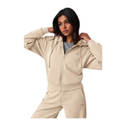Felpa full zip in misto viscosa donna beige guess - felpe
