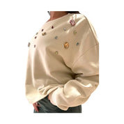 Felpa girocollo con gemme applicate Donna Please Please