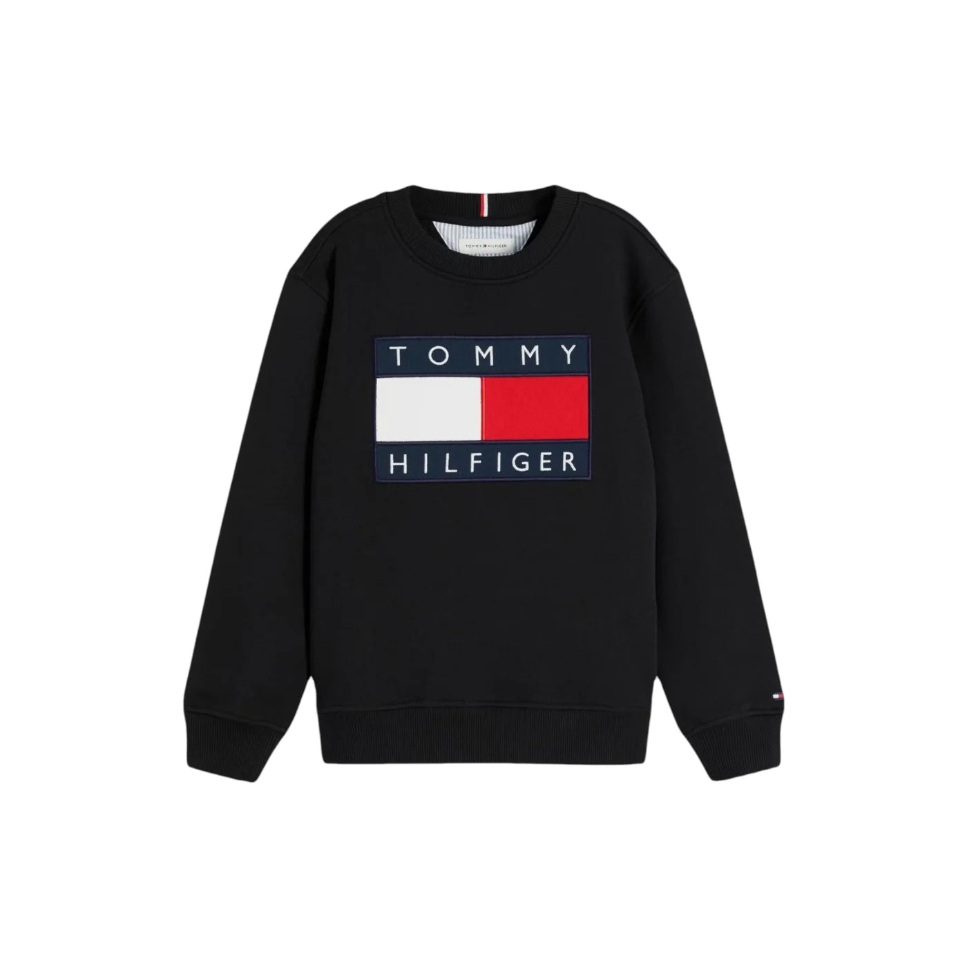 Felpa girocollo maxi logo bambino nero tommy hilfiger - felpe