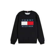 Felpa girocollo maxi logo bambino nero tommy hilfiger - felpe