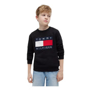 Felpa girocollo maxi logo bambino nero tommy hilfiger - felpe