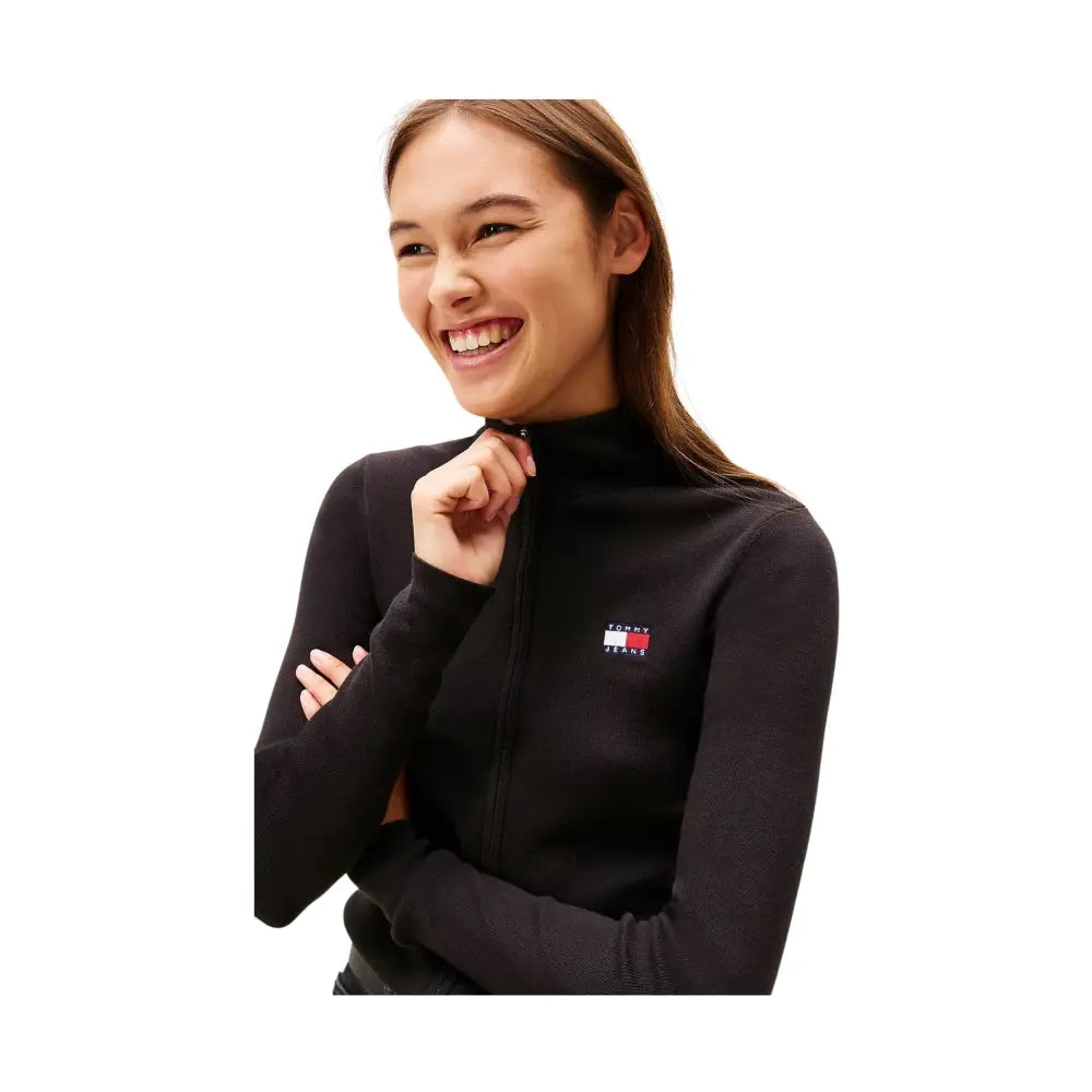 Felpa slim fit con zip e distintivo Tommy Donna Tommy Hilfiger Jeans Tommy Hilfiger Jeans